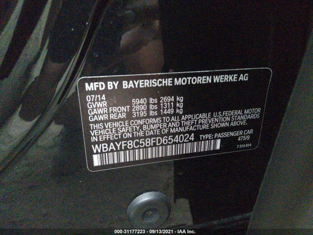 2015 BMW Alpina B7, VIN: WBAYF8C58FD654024