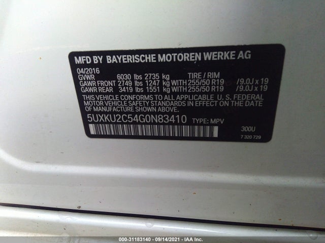 2016 BMW X6, VIN: 5UXKU2C54G0N83410