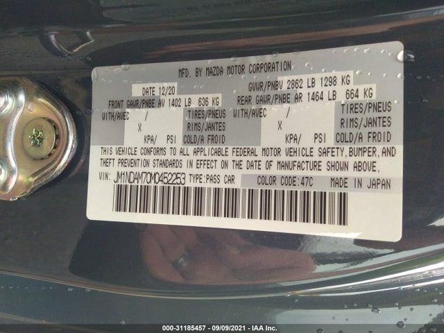 2021 Mazda MX-5 Miata, VIN: JM1NDAM70M0452253