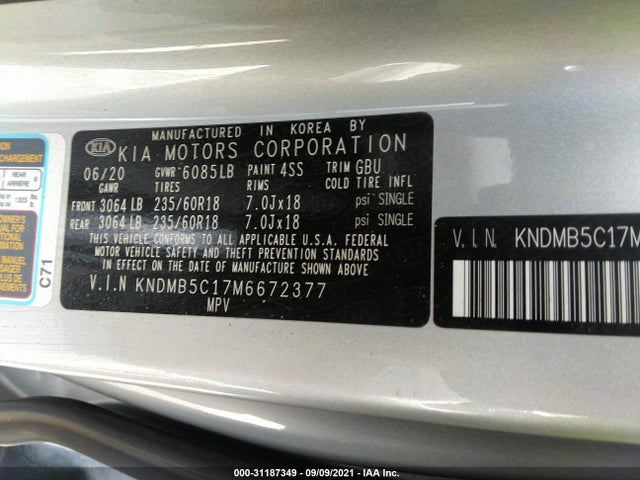 2021 Kia Sedona, VIN: KNDMB5C17M6672377