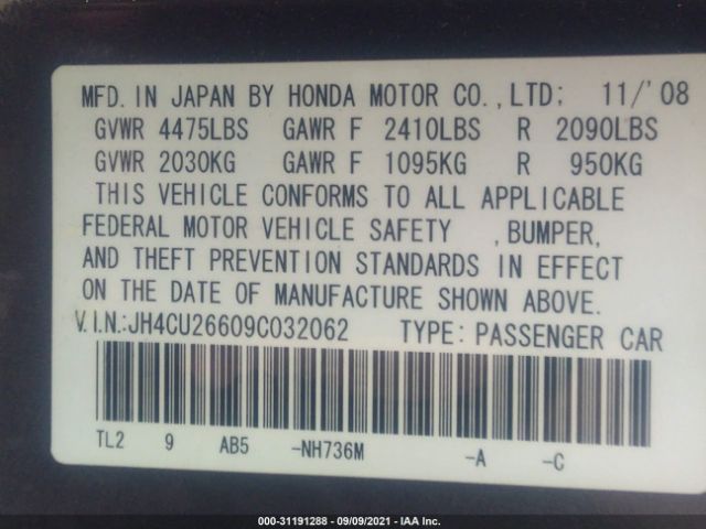 2009 ACURA TSX JH4CU26609C032062 Photo 8