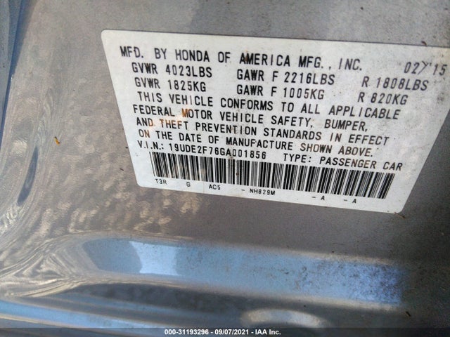 Acura Ilx W 2016 19UDE2F76GA001856 Image 9