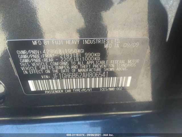 JF1GH6B62AH806541 Subaru Impreza Wagon I Premium Special Edition
