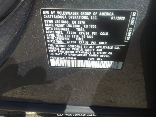 2020 Volkswagen Atlas, VIN: 1V2MC2CA5LC205968