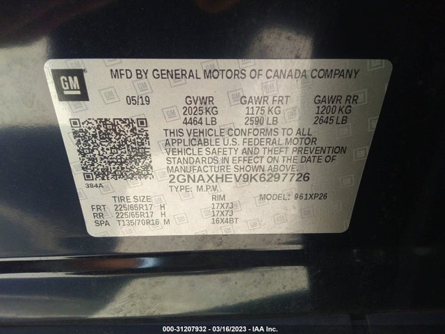 Chevrolet EQUINOX LS 2019 2GNAXHEV9K6297726 Image 10