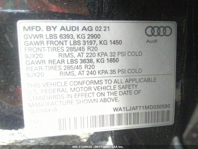 2021 AUDI Q7 WA1LJAF71MD030590 Photo 8