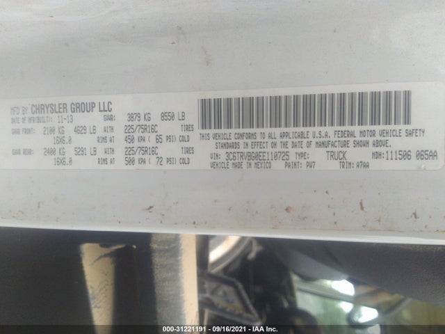 2014 Ram Promaster, VIN: 3C6TRVBG0EE110725