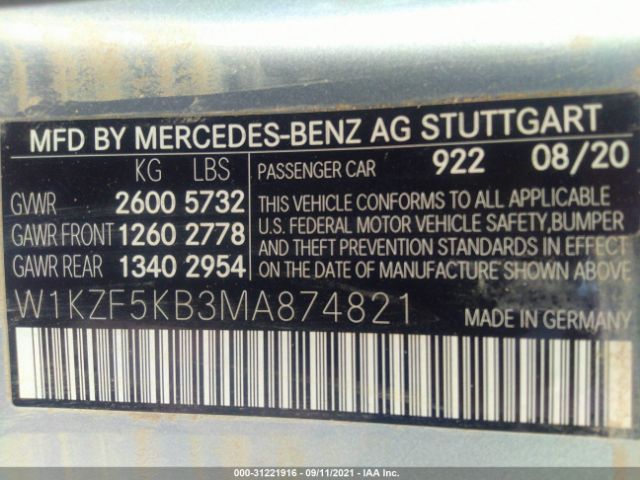 2021 MERCEDES-BENZ E 450 W1KZF5KB3MA874821 Photo 8