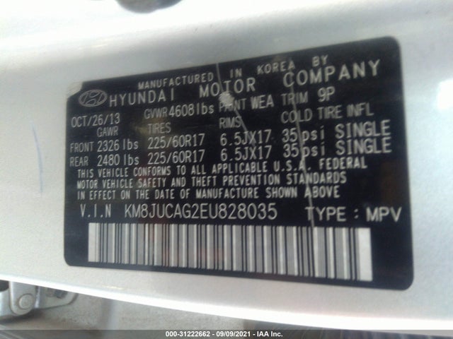 Hyundai TUCSON SE 2014 KM8JUCAG2EU828035 Image 9