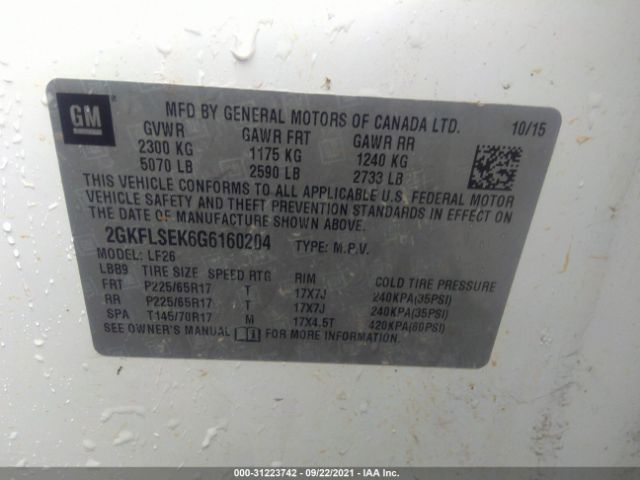 2GKFLSEK6G6160204 GMC Terrain Sle