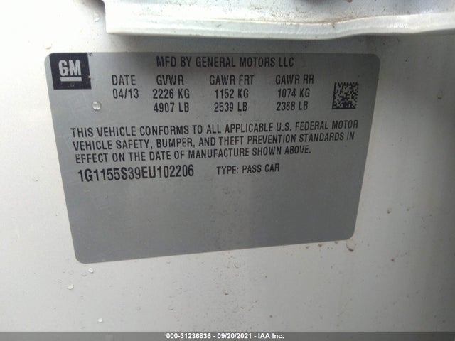 2014 CHEVROLET IMPALA VIN: 1G1155S39EU102206