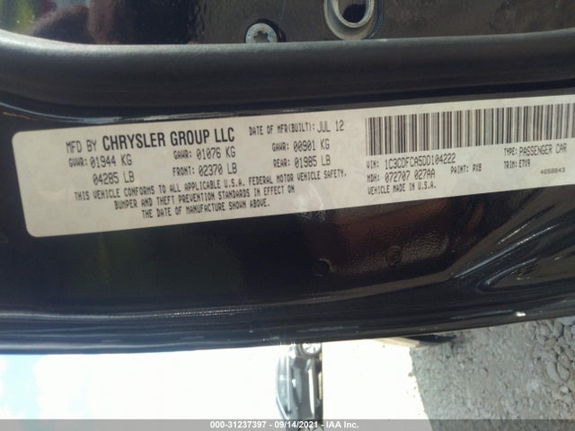 2013 DODGE DART VIN: 1C3CDFCA5DD104222