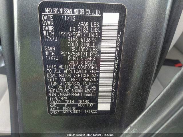 2014 Nissan Juke, VIN: JN8AF5MR6ET356603