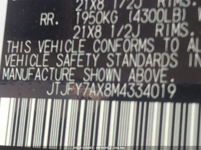 2021 Lexus LX, VIN: JTJFY7AX8M4334019