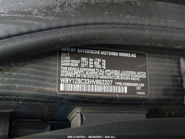 2017 BMW i3, VIN: WBY1Z8C33HV892207