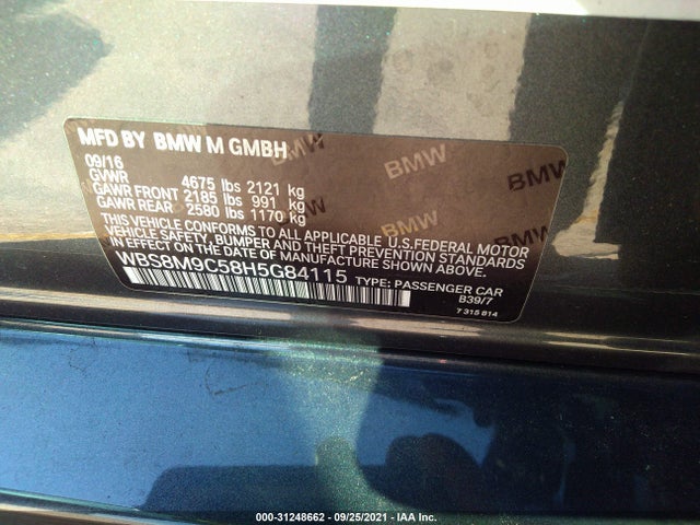 2017 BMW M3, VIN: WBS8M9C58H5G84115