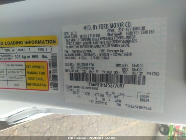 1FA6P8TH6F5377097 Ford Mustang Ecoboost