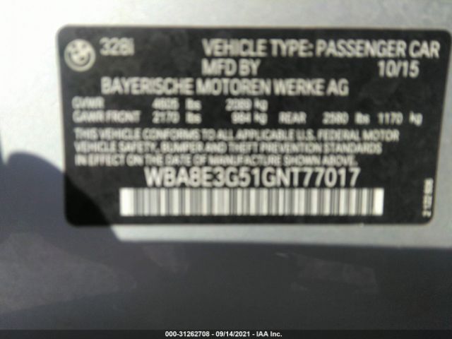 WBA8E3G51GNT77017 BMW 3 Series 328i Xdrive