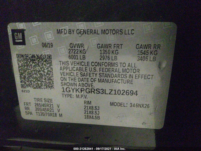 2020 Cadillac XT6, VIN: 1GYKPGRS3LZ102694