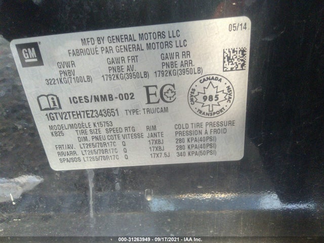 GMC SIERRA 1500 2014 1GTV2TEH7EZ343651 Image 9