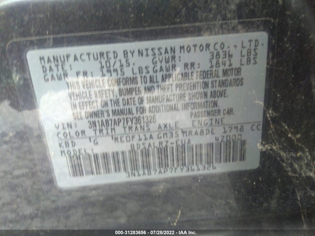 Nissan SENTRA SR 2015 3N1AB7AP7FY361326 Image 9