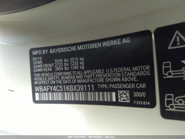 2019 BMW 8 Series, VIN: WBAFY4C51KBX39111