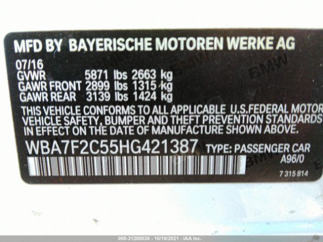 2017 BMW 7 SERIES WBA7F2C55HG421387 Photo 8