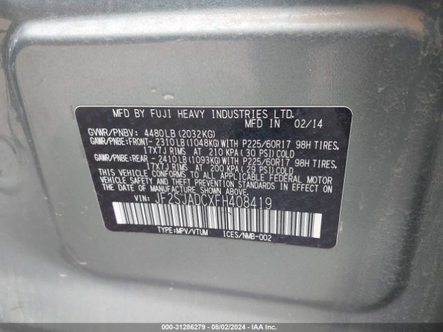 JF2SJADCXFH408419 Subaru Forester 2.5i Premium