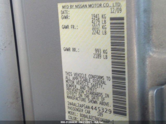 2010 NISSAN ALTIMA VIN: 1N4AL2AP5AN445329