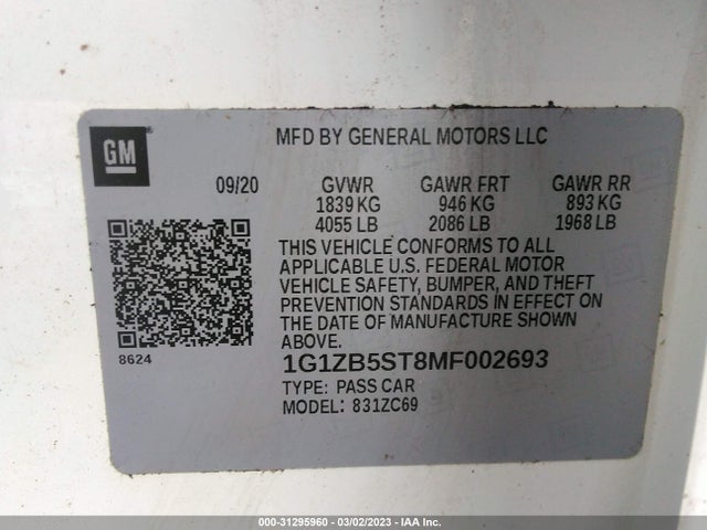 Chevrolet MALIBU LS 2021 1G1ZB5ST8MF002693 Image 9