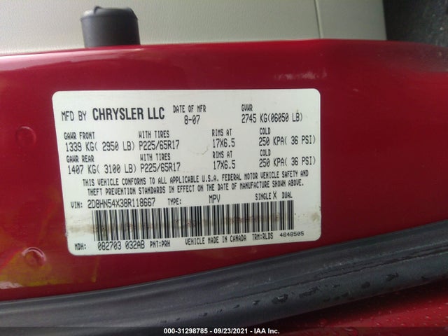 Dodge Grand Caravan Sxt 2008 2D8HN54X38R118667 Image 10