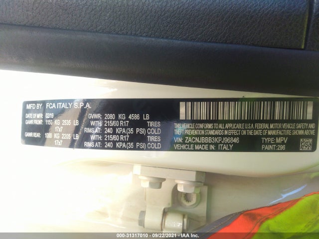 ZACNJBBB3KPJ96846 Jeep Renegade Latitude