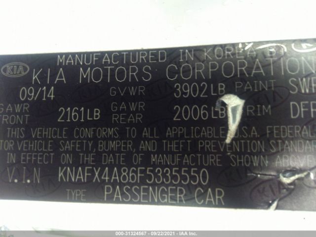 KNAFX4A86F5335550 KIA FORTE EX