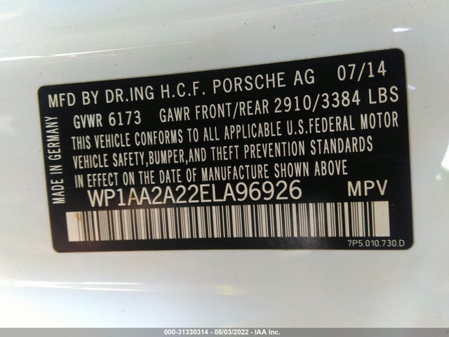 2014 Porsche Cayenne, VIN: WP1AA2A22ELA96926