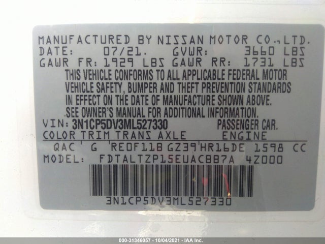 Nissan Kicks Sr Xtronic Cvt 2021 3N1CP5DV3ML527330 Image 9