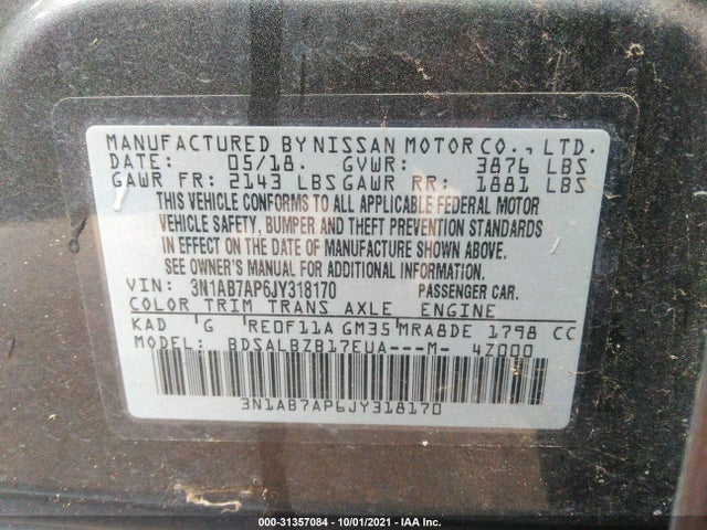 Nissan SENTRA S 2018 3N1AB7AP6JY318170 Image 9
