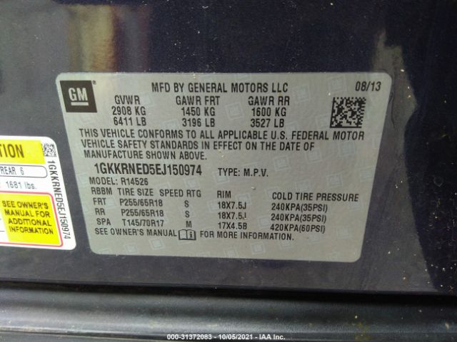1GKKRNED5EJ150974 GMC ACADIA SLE