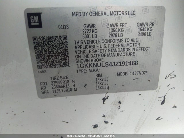 GMC Acadia Slt-1 2018 1GKKNULS4JZ191468 Image 9
