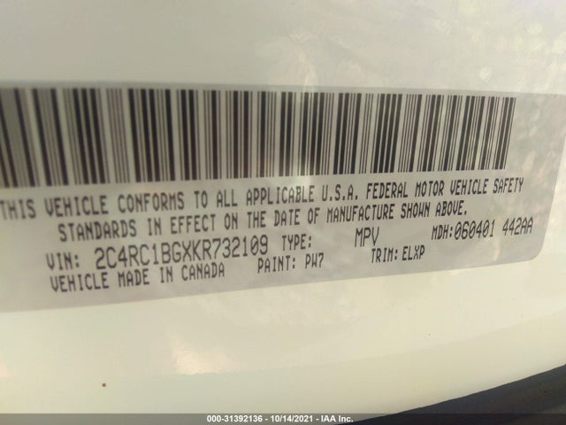 Chrysler Pacifica Touring L 2019 2C4RC1BGXKR732109 Image 10