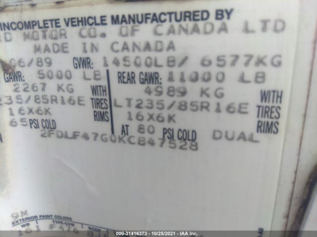 1989 FORD F 2FDLF47G0KCB47528 Photo 8