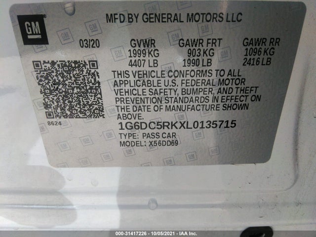 2020 Cadillac CT4, VIN: 1G6DC5RKXL0135715