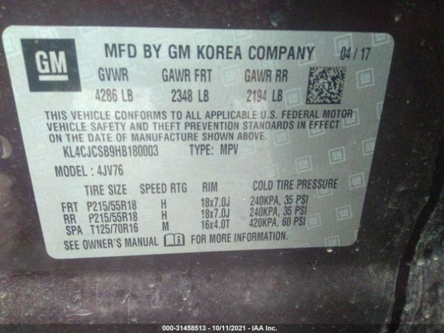 KL4CJCSB9HB180003 Buick Encore Essence