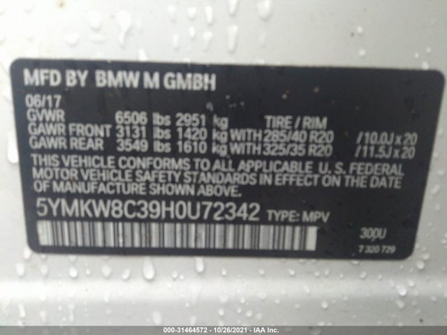 2017 BMW X6, VIN: 5YMKW8C39H0U72342