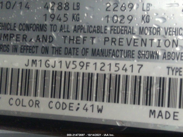 2015 Mazda 6, VIN: JM1GJ1V59F1215417