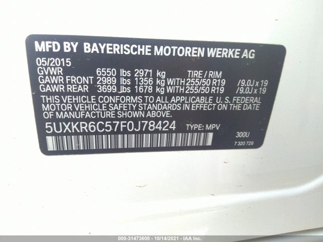 BMW X5 Xdrive50i 2015 5UXKR6C57F0J78424 Image 9