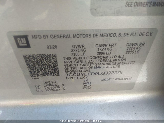 Chevrolet Silverado 1500 Rst 2020 3GCUYEED0LG322379 Image 10