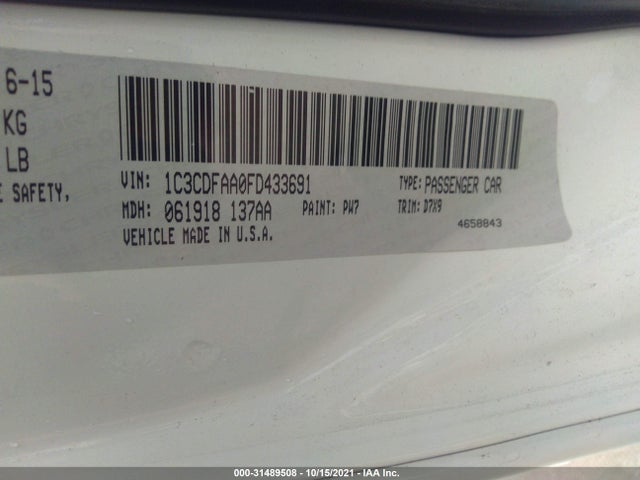 Dodge 2015 2015 1C3CDFAA0FD433691 Image 9