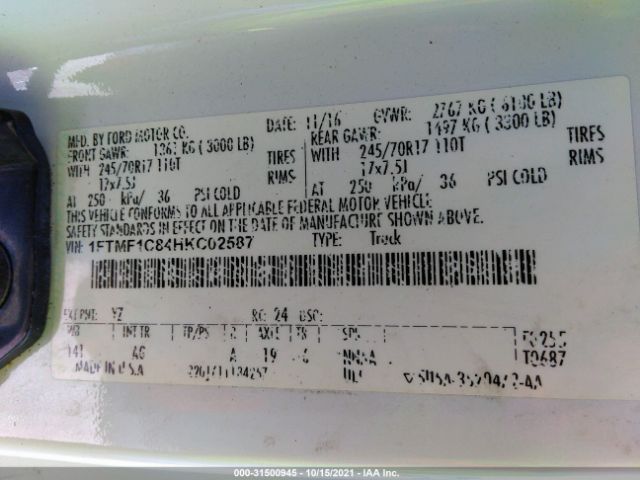 1FTMF1C84HKC02587 Ford F-150 Xl