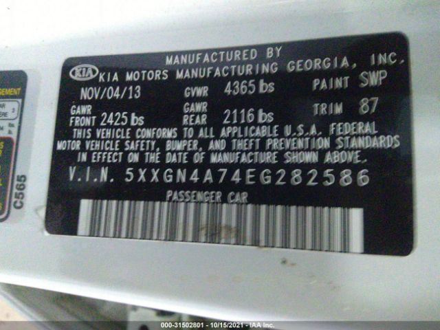 5XXGN4A74EG282586 KIA OPTIMA EX