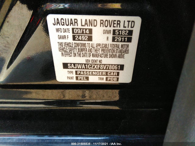 2015 Jaguar XJ, VIN: SAJWA1CZXF8V78061